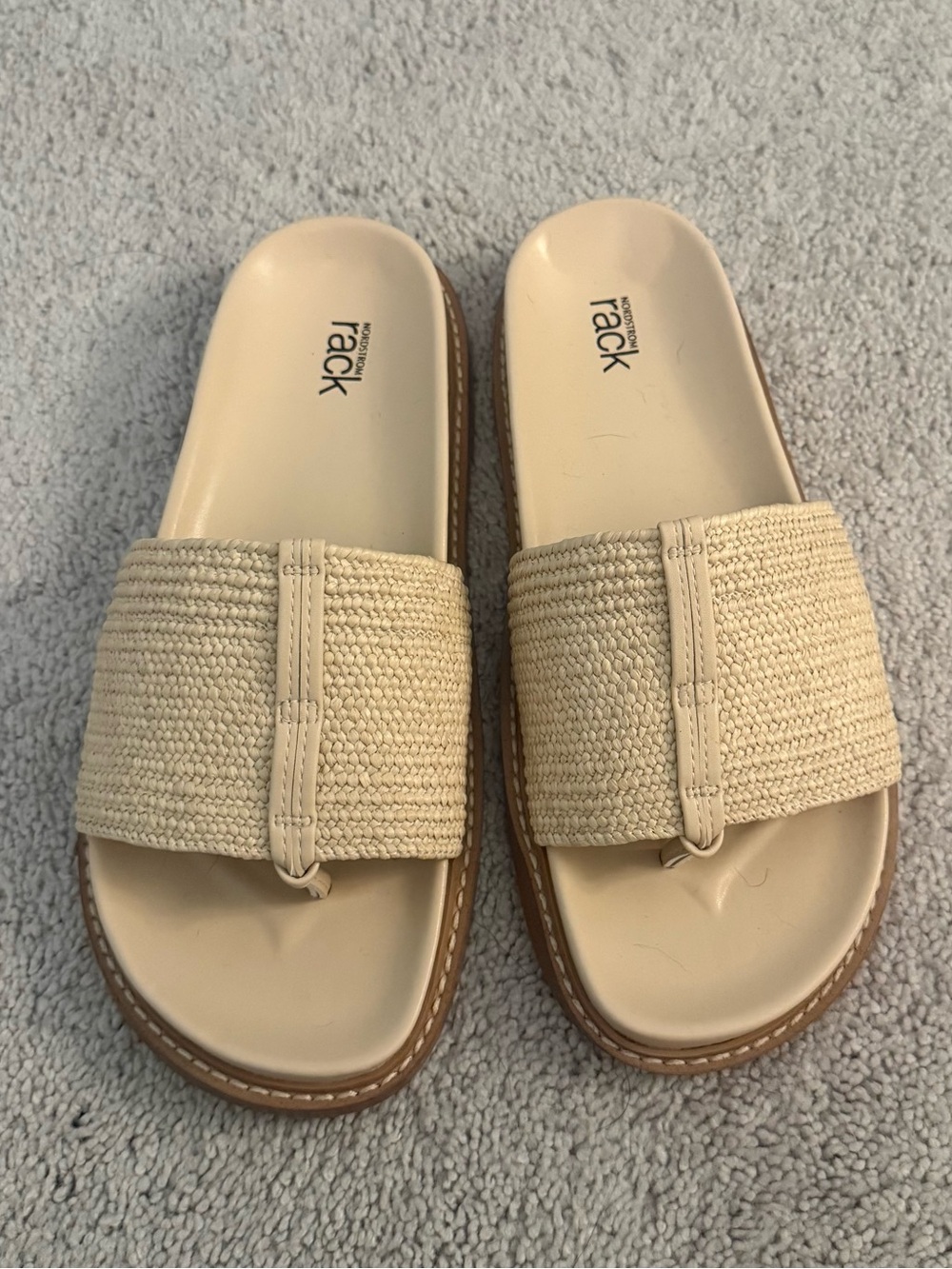 NWT Cream Woven Slide Sandals